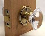 Antoinette Privacy Crystal Egg shape Door knob Set with handcrafted Antique Brass (or chrome on request)