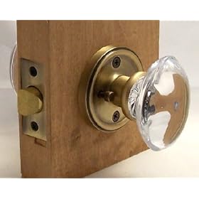 Antoinette Privacy Crystal Egg shape Door knob Set with handcrafted Antique Brass (or chrome on request)