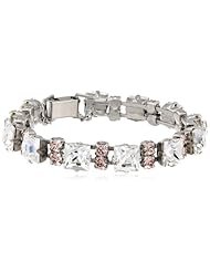 Sorrelli "Crystal Rose" Square Cut Crystal Silvertone Bracelet, 7.5"
