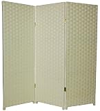 Best Fireplace Screen Short Size Room Divider - 4ft. Rattan Like Woven Plant Fiber Folding Floor Screen - 7 Color Choices