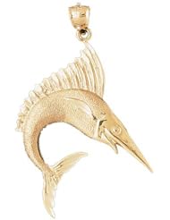 Dazzlers Solid 14k Gold Marlin Trout Fish Charm Pendant Available in three colors from jewelsberry (weights: 5.3 grams only)