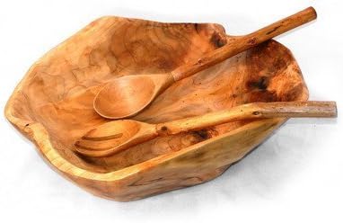 Enrico Root Wood Extra Large Salad Bowl with Enrico Root Servers by Enrico Products