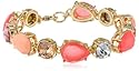 Nine West "Bright Young Things" Gold-Tone and Coral Stone Flex Bracelet, 7.25"