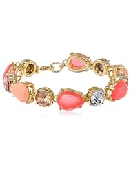 Nine West "Bright Young Things" Gold-Tone and Coral Stone Flex Bracelet, 7.25"