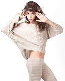 Olive Small Off Shoulder Cocoon Top & Hipster Yoga Tights Outfit by KD Dance, Stretch Knit Shadow Stripe Sexy, Warm & Cozy, Fashionably Unique & Sophisticated Made in New York City USA