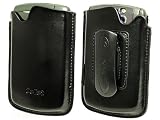 PREMIUM CELLET SIGNATURE EXECUTIVE LEATHER POUCH CASE WITH REMOVABLE SPRING CLIP for BLACKBERRY CURVE 8300, 8310, 8320, 8330 - RETAIL PACKAGING