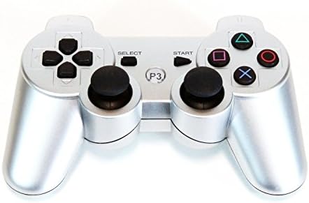 Wireless Bluetooth Dualshock Vibration Remote PS3 Video Game Controller Built-In Rechargeable Battery Gamepads Joypad for Sony Playstation 3 - Silver