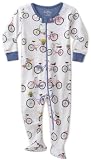 Hatley - Baby Girls Infant Bikes All Over Footed Coverall, White, 18-24 Months