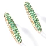 14K White or Yellow Gold Emerald, Ruby or Sapphire Hoop Earrings