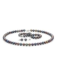 Black Freshwater Pearl Jewelry Set: 7.0 - 8.0mm AA+