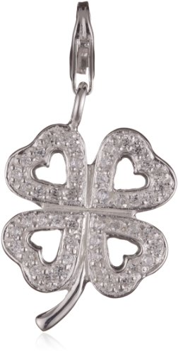 Vinani Damen-Charm Herz Kleeblatt offen Zirkonia wei&szlig; 925 Sterlingsilber HKLE Preisvergleich