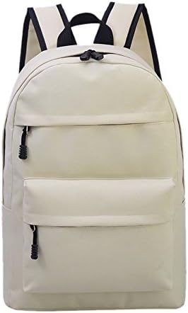 Romantic Walker Unisex Plain Casual Backpack Students' School Bag College Backpack (Beige)