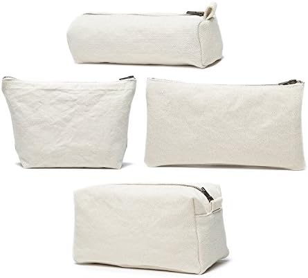 Karitco Plain Canvas Cosmetic Clutch Case with Brass Zipper (Set of 4)