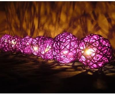 Christmas Decor 20 X Purple Rattan Ball Patio Party String Lights Decor Home Living Room Patio Wedding Light Display