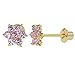 18k Gold Plated Light Pink Crystal Flower Baby Toddlers Girls Screw Back Earrings 1/4