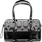 Clearance Sale! Coach Signature Stripe Satchel Purse Bag 12430 black white