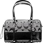 Coach Signature Stripe Patent Zip Satchel in Black 12430