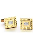 14k Gold and Pave Diamond Center Cufflinks