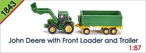 Siku (axes), Inc. imports minicar 1843 Farmer John Deere front loader with a tractor with a trailer 1/87