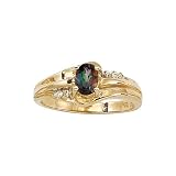 14K Yellow Gold 0.06 ct. Diamond and 1/2 ct. Oval Shaped Mystic Topaz Ring
