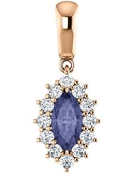 18K Rose Gold 8.00x4.00mm Marquise Cut Iolite and Diamond Pendant -- LIFETIME WARRANTY