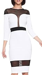 Sexy Polyester/Knit Lace Jacquard Sheer Midi Dress 