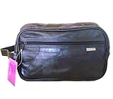 **Free Shipping** Embassy Genuine Leather Toiletry Shaving Personal Travel Bag Kit (Black)