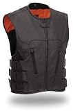 First MFG Mens Updated SWAT Team Style Leather Vest. Unique Styling. Hidden Front Zipper. FIM645CSL