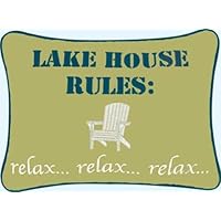 Embroidered Throw Pillow - Lake House Rules - 12' x 16'