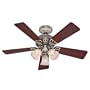 Hunter 20431 Beacon Hill Three-Light 42-Inch Five-Blade Ceiling Fan, Brushed Nickel with Frosted Globes