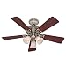Hunter 20431 Beacon Hill Three-Light 42-Inch Five-Blade Ceiling Fan, Brushed Nickel with Frosted Globes