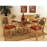 41az2huljRL. SL160  Cancun Palm Indoor Rattan Side Chair in TC Antique Finish Fabric: Palm Patch Champagne