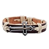 Brown Leather Light Brown Hemp Metal Cross Handmade Leather Bracelet #5
