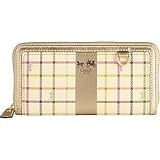 AUTHENTIC COACH HERITAGE SIGNATURE STRIPE TATTERSALL ACCORDIAN ZIP WALLET 42110 (Metallic Gold)