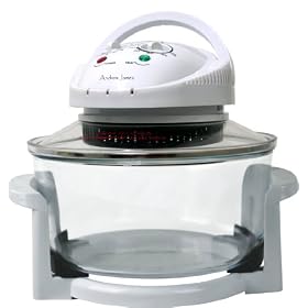 Andrew James 12 LTR Premium Halogen Oven Cooker + FREE Easily Replaceable Spare Bulb + 2 YEAR WARRANTY + FREE 128 page Recipe Book - Complete with Extender Ring (Up to 17 Litres) Lid Holder, Baking Tray, Steamer Tray, Skewers, Low and High Racks