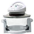 Andrew James 12 LTR Premium Halogen Oven Cooker + FREE Easily Replaceable Spare Bulb + 2 YEAR WARRANTY + FREE 128 page Recipe Book - Complete with Extender Ring (Up to 17 Litres) Lid Holder, Baking Tray, Steamer Tray, Skewers, Low and High Racks