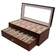 Watch Box for 24 Watches Cherry Matte Finish XL Wide Compartments Soft Cushions Clearance Large Watches Window