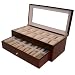 Watch Box for 24 Watches Cherry Matte Finish XL Wide Compartments Soft Cushions Clearance Large Watches Window