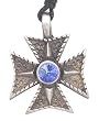 Maltese Blue Crystal Cross Real Pewter Pendant Necklace
