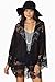 iecool Women's Dressing Gown Flowers Lace Stitching Cardigan Large Black