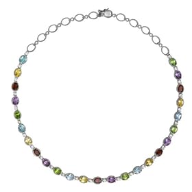Sterling Silver Multi-Gemstone Necklace by