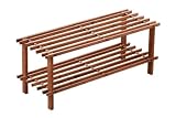 Premier Housewares 30 x 74 x 26 cm 2 Tier Slatted Shoe Rack, Dark Cedar Wood