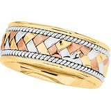 14K Gold Tri Color Hand Woven Band
