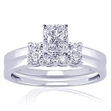 41azJ1LsUML. SL160  0.75 Ct Radiant Cut Diamond Wedding Rings Set SI1 F EGL