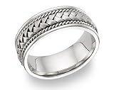 14K White Gold Braided Wedding Band Ring