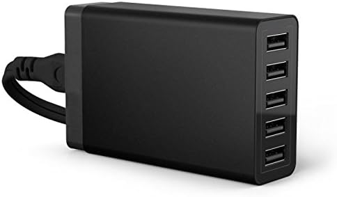 D-Best 40W Multi-Port 5-Port Smart Fast USB Charger for iPhone Se / 6s / 6 / 6 Plus, iPad Air 2 / Pro, Galaxy S7 / S6 and More (Black)