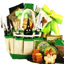 The Gourmet Gardener Gift Tote of Tools and Treats - Great Gardening Gift Basket!
