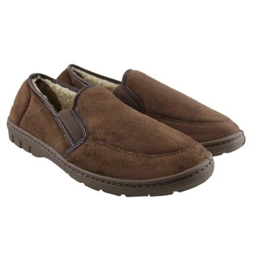 New Mens Brown Faux Suede Luxury Slippers Size UK 9