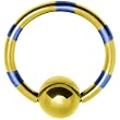 16 Gauge Yellow Blue Striped Titanium Captive Ring