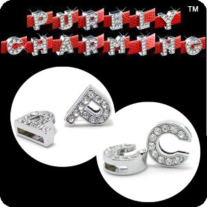 PURELY CHARMING Choice of Swarovski Crystal Slide-on Letter for Dog Cat Collars - Classic Clear Crystal